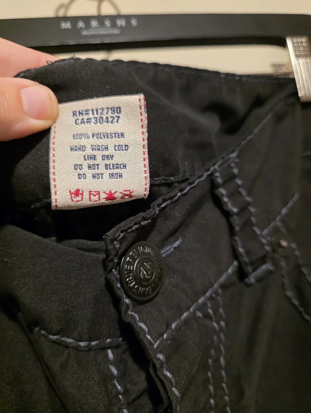 TRUE RELIGION Mens Big T Board Shorts Swim Trunks Black Horseshoe Size 36